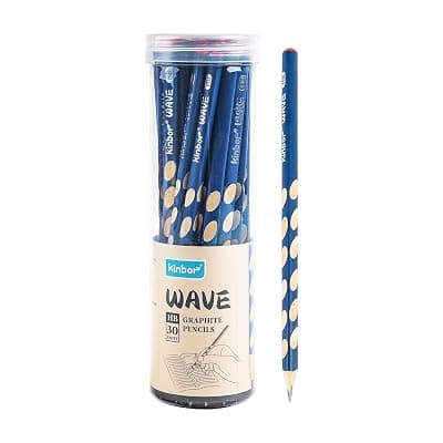 Kinbor WAVE HB Graphite Pencils – Pack of 30 | Ergonomic Grip with Wavy Anti-Slip Design | Smooth Writing, Break-Resistant Lead | Ideal for School, Office & Sketching