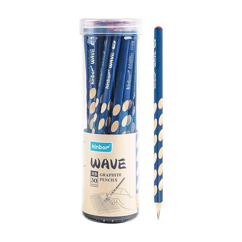 Kinbor WAVE HB Graphite Pencils – Pack of 30 | Ergonomic Grip with Wavy Anti-Slip Design | Smooth Writing, Break-Resistant Lead | Ideal for School, Office & Sketching