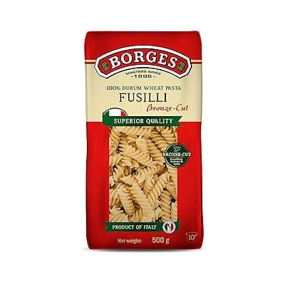Borges Fusilli Pasta - 500 gm| 100% Durum Wheat | Imported from Italy | High in Protein |No Preservative