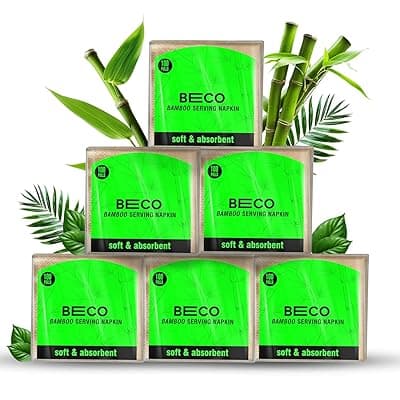 Beco Bamboo Serving Napkins, 600 Pulls, 1 Ply, Ecofriendly Tissue Papers, 100 Pulls Each (pack of 6), Biodegradable Serving Napkins