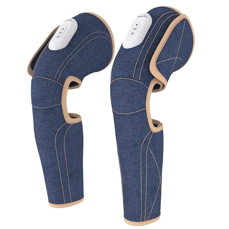 Lifelong Wireless Air Pressure Leg Massager Machine For Home - Thigh & Calf Pressure Massage For Both Legs With Heat On Knee For Pain Relief With 3 Modes & Variable Intensity (LLM855), Dark Blue