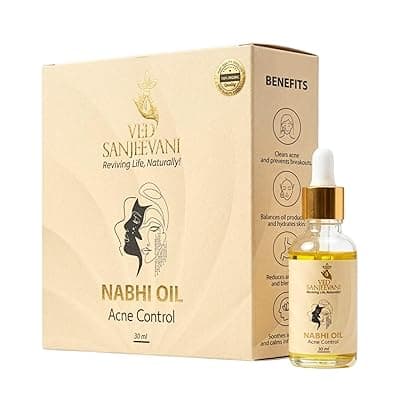 Ved Sanjeevani Acne Control Nabhi Oil | 72,000 Nadi Navel Therapy for Pimples, Breakouts & Acne Scars | Ayurvedic Belly Button Oil for Clear Skin | 30ml