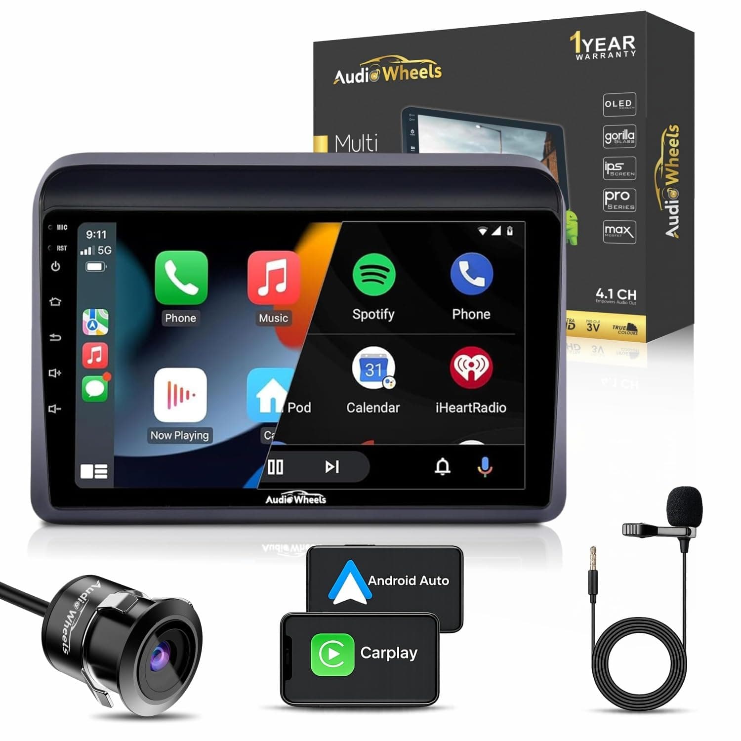 Audio Wheels Maruti Ertiga 2010+: 9-Inch 1280P IPS Android 2/32 Car Display with Gorilla Glass - Double Din Car Stereo, Android 13,+ AHD Camera & Dashboard Frame (Maruti Ertiga 2010+)