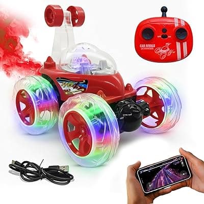 Zivvy Stunt Racing Car Red | Forward/Backward & Left/Right Steering | LED Lights, Music & Spray Effect | Bluetooth Control | Rechargeable | Best Gift for Boys & Girls 2 3 4 5 6 7 8+ Years