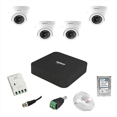 Impact by Honeywell 2 MP CCTV KIT with 4 Channel DVR I 4 Dome Cameras I 1 TB Hard Disk &amp; Accessories I Made in India I White (I-MKIT4CH-2_HI)