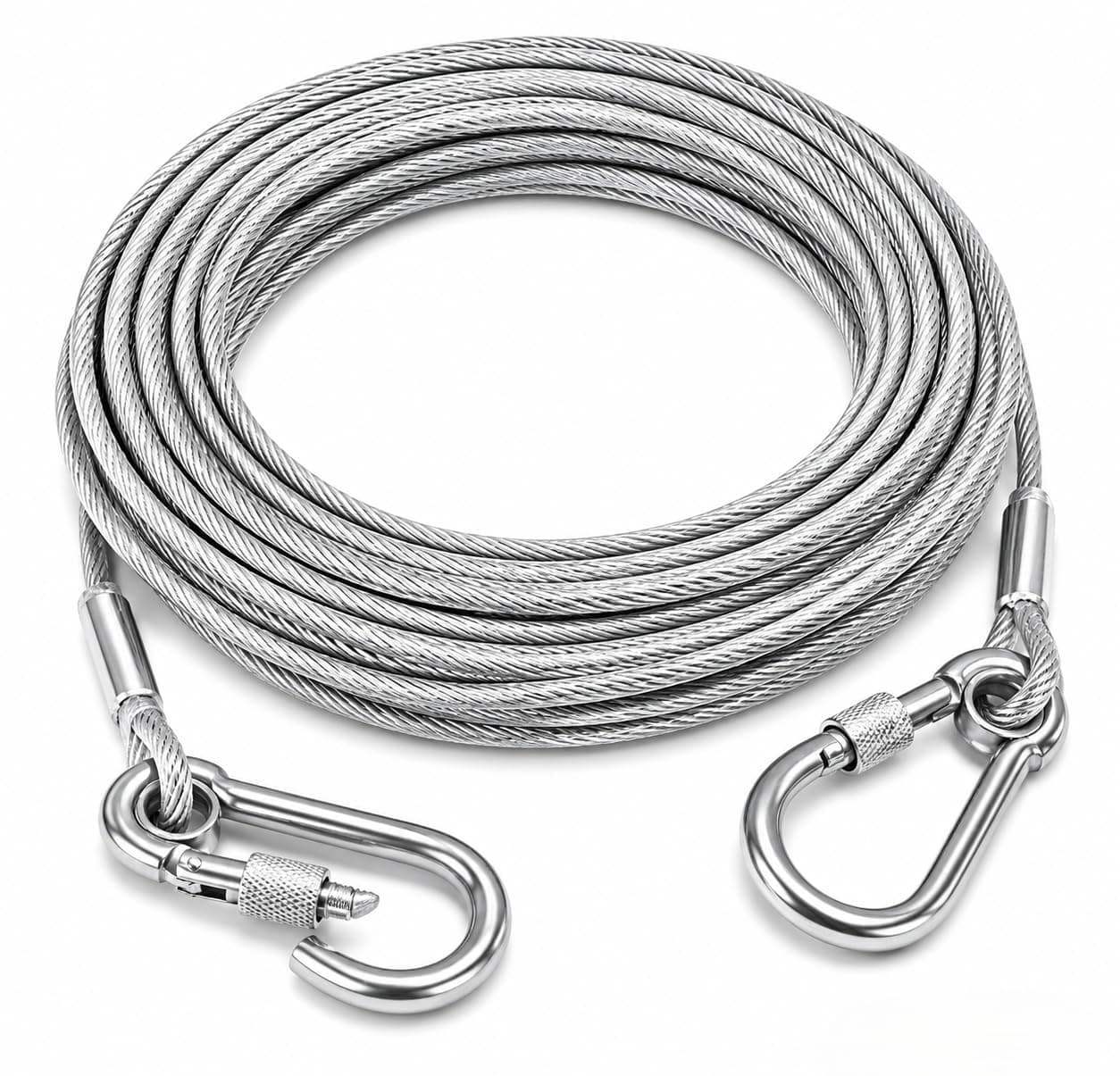 5 Metre Stainless Steel Clothesline Rope with Carabiner Hooks | Heavy-Duty Rust-Resistant Cloth Drying Wire | Strong Hanging Dori for Balcony, Bathroom, Terrace, Indoor & Outdoor Use