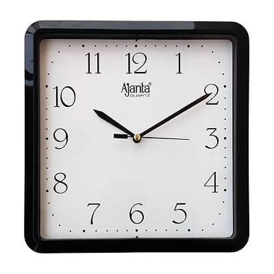 Ajanta Plastic Abstract Analog Wall Clock (21.6 Cm X 21.6 Cm X 3.2 Cm, Black)