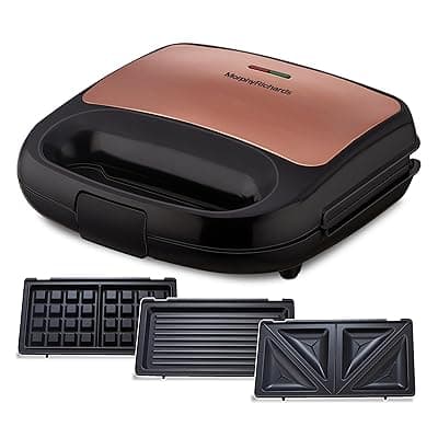 Morphy Richards 3 In 1 750 Watt Sandwich Maker|Toast, Waffle and Grill| Anti Skid Feet|Easy Vertical Storage|Detachable Plate with Swiss Non Stick Coating| 2 Year Product Warranty, Multicolor