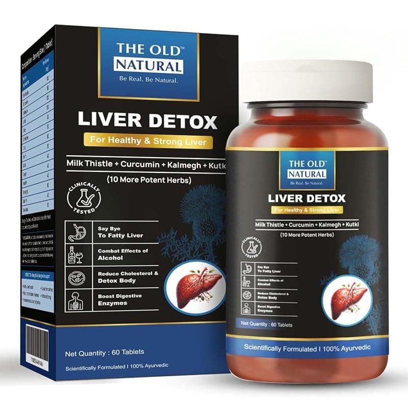 Liver Detox Supplement Milk Thistle with Kalmegh | Natural Body Detox &amp; Digestive Enzymes - Fatty Liver Care | Natural Detoxification Formula - 60 Veg Tablets