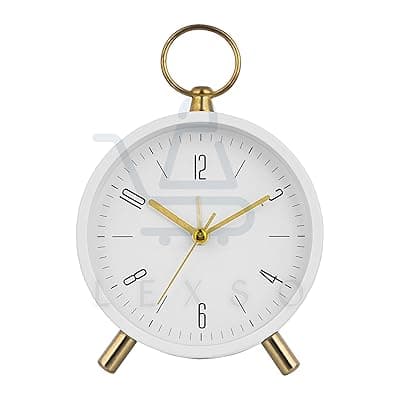 Vintage Twin Bell Table Alarm Clock with Night LED Light Heavy Slippers Extra Loud Alarm Ideal for Student and Kids Bedroom Twin Bell Alarm Clock Table Top Clock Night (Classic White)