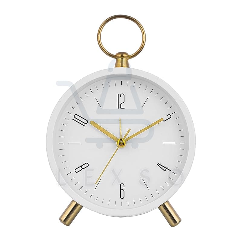 Vintage Twin Bell Table Alarm Clock with Night LED Light Heavy Slippers Extra Loud Alarm Ideal for Student and Kids Bedroom Twin Bell Alarm Clock Table Top Clock Night (Classic White)