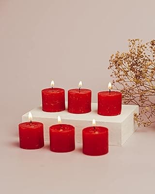 AuraDecor Fragrance Votive Candles || Smokeless Scented Candle || Aroma Candles || Candles for Decoration || Wedding Candle || Burns Upto 8 Hours (Pack of 6) (Raspberry)