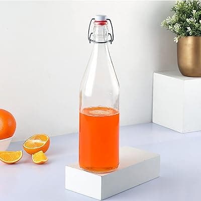 CELLO Aquaria Glass Water Bottle For Daily Use, 1000ml Transparent | Freezer Safe &amp; Leakproof Flip Cap |Stylish &amp; Unique Design |Durable &amp; Scratch Proof |Fridge Bottle For Juice, Milk &amp; Cold Beverages