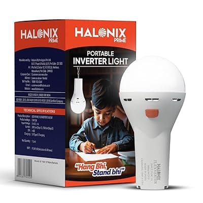 Halonix 5W Portable LED Torch + Bulb 2-In-1 Emergency Hanging Lantern,Rechargeable Emergency Light With Type C Charging,Portable LED Light,4 Hours Battery Backup,Cool Day Light,Pack Of 1,White