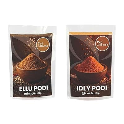 SHREE AYINI FOODS Ellu Podi and Idli Podi | Authentic South Indian Sesame Spice Powder | Nutritious Style Idli Dosa Podi | Rich in Calcium, Iron &amp; Antioxidants | Healthy Side Dish | Combo Pack | 250G