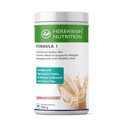 HERBAWISH NUTRITION Formula 1 Nutritional Shake Mix | Meal Replacement Shake | Protein With 18 Vitamins and Minerals | Vanilla Flavor (500g)