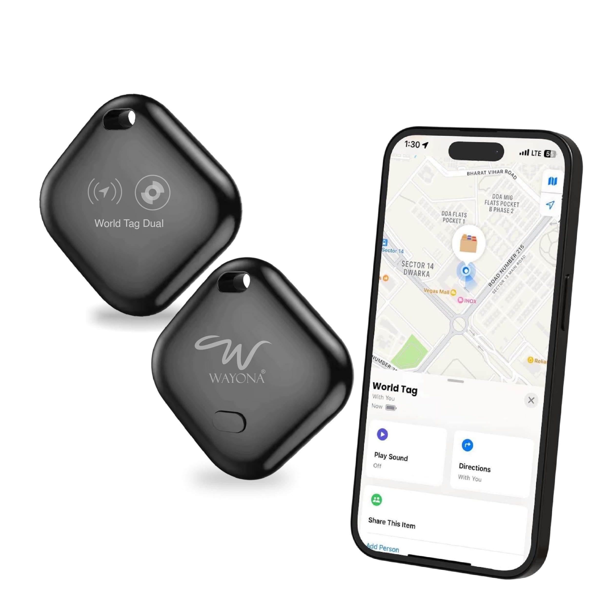 Wayona Item Finder Compatible with Apple Find My and Android Find Hub, Dual System Global Baggage Tracker, Bluetooth GPS, MFi Certified, No Sim Card for Keys,Wallets (Pack of 1)