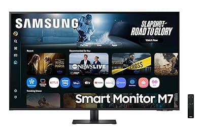 Samsung 43"(1.08m) 4K M7 Vision AI Smart Monitor | UHD 3840 x 2160 | Smart TV Experience with AI Picture & Sound|Type-C|Apple AirPlay|Gaming Bar|Remote|Speakers|Wi-Fi|Bluetooth|LS43FM700UWXXL|Black