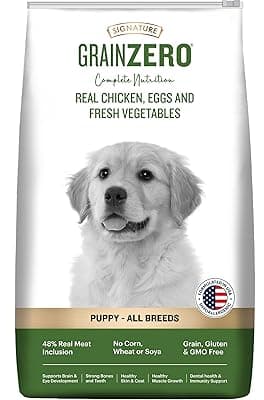 Grain Zero Puppy Dry Dog Food 12kg | Real Chicken, Egg &amp; Vegetables | 48% Meat Inclusion, No Grain Formula, Gluten-Free | Promotes Healthy Skin &amp; Coat | All Breeds