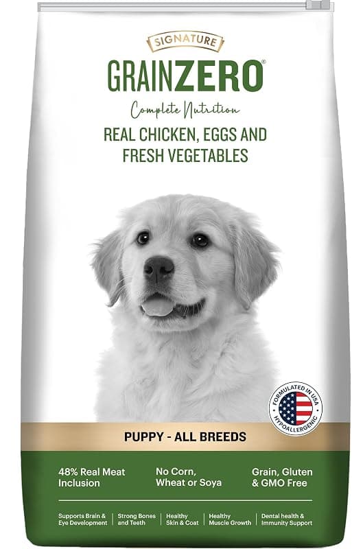 Grain Zero Puppy Dry Dog Food 12kg | Real Chicken, Egg &amp; Vegetables | 48% Meat Inclusion, No Grain Formula, Gluten-Free | Promotes Healthy Skin &amp; Coat | All Breeds