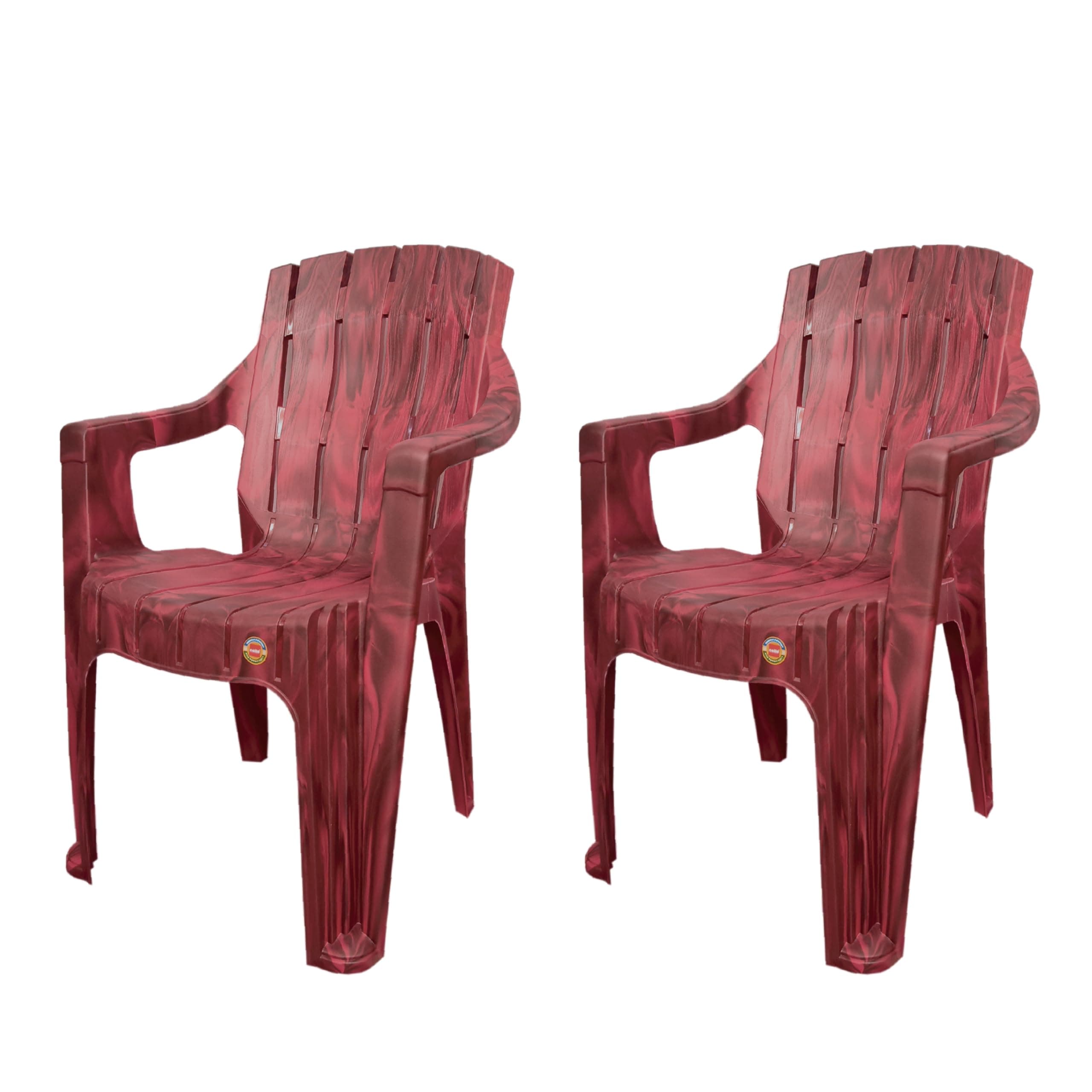 Cello Hercules Chair Set of 2, Rosewood | Unbreakable, Durable & Strong |Blended PP Material, Easy to Clean |Plastic Chair for Living Room, Home & Office | 3 Years Warranty - Manufacturing Defects