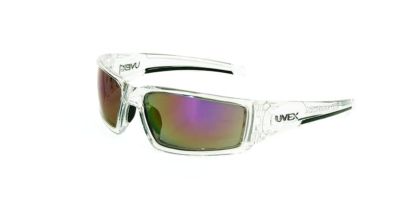 Uvex by Honeywell Hypershock Safety Glasses, Clear Frame with Red Mirror Lens &amp; Anti-Scratch Hardcoat (S2974)