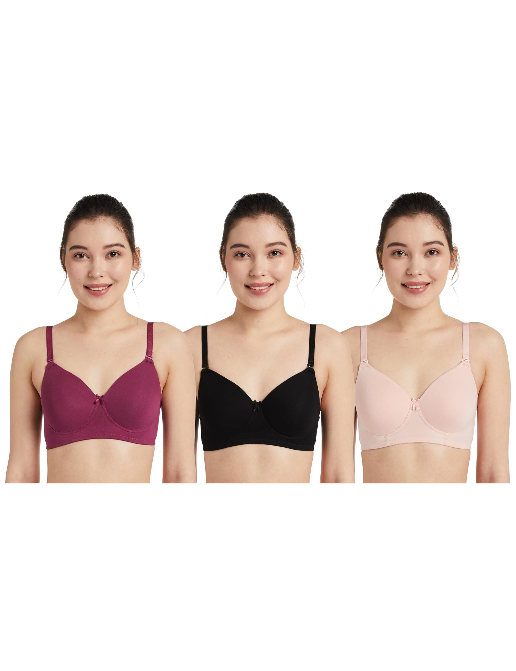 Amazon Brand - Symbol Women Cotton Stretch Padded Wire Free Medium Coverage T-Shirt Bra