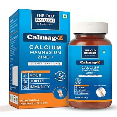 Calmag-Z | Calcium, Magnesium, Zinc with Vitamin D3 + K2 (MK7) | 16 Ayurvedic Herbs | Supports Bone, Joint &amp; Immunity | Clinically Tested | 60 Tablets (Pack of 1)