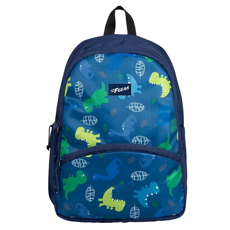 F Gear Brio 13L Kids Backpack | Fun Dinosaur Print | 2 Compartments & 1 Pocket, Durable, Lightweight, Comfortable | Perfect School & Picnic Bag | Water-Resistant Multipurpose for Kids