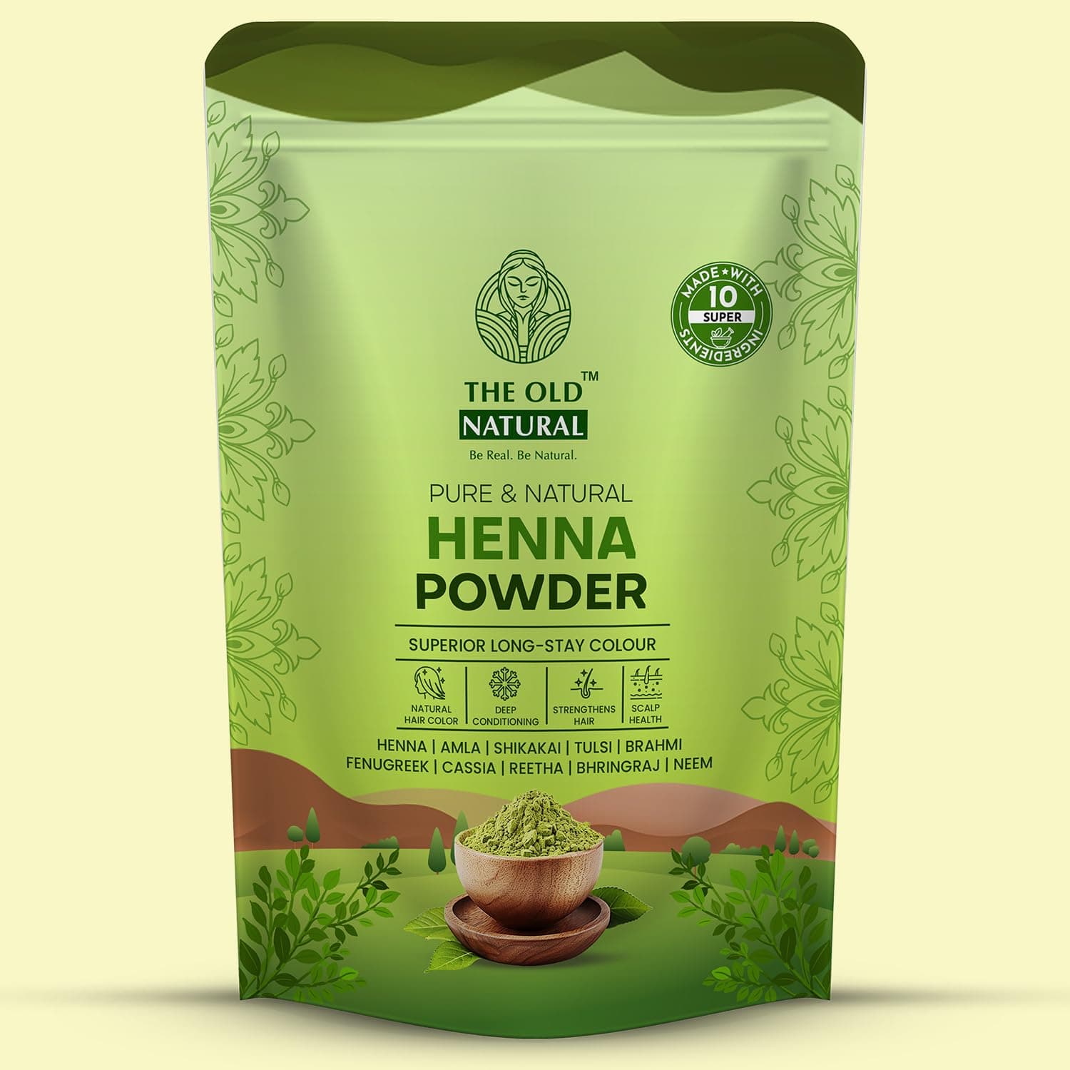 The Old Natural Henna Powder for Hair Color & Hair Growth | 100% Pure Natural Mehndi Powder for Hair & Hands | Chemical Free Hair Conditioner for Strong, Shiny Hair | Herbal Henna for Men & Women - 200g