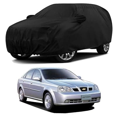Sulfar 100% Water Resistant Car Body Cover Compatible with Mirror for Chevrolet Optra (Triple Stitched, Full Bottom Elastic, Black)