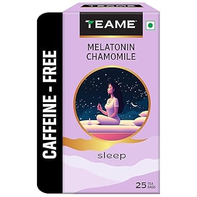 TE-A-ME Melatonin Chamomile Tea for Sleep, 25 Tea Bags | Helps in Night Time Sleep | Melatonin, Chamomile Flowers, Passion Herb, Lavender Flower | Melatonin 1 mg per Teabag | Christmas Gift | New Year Gift