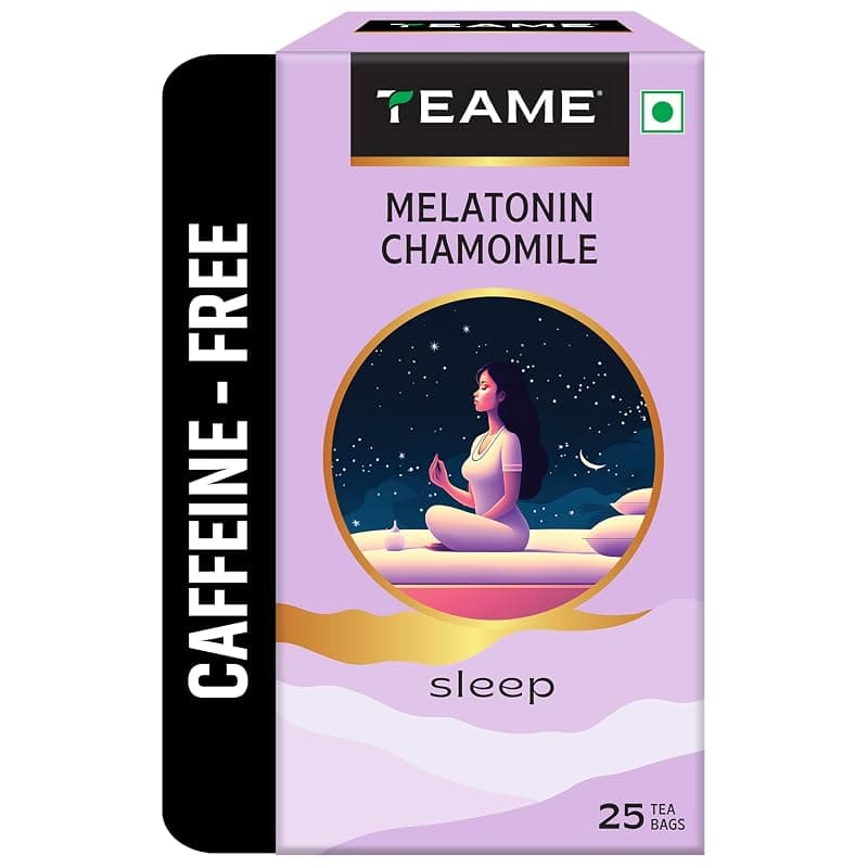 TE-A-ME Melatonin Chamomile Tea for Sleep, 25 Tea Bags | Helps in Night Time Sleep | Melatonin, Chamomile Flowers, Passion Herb, Lavender Flower | Melatonin 1 mg per Teabag | Christmas Gift | New Year Gift