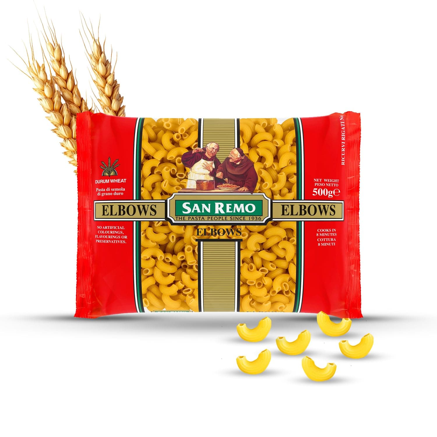 San Remo Elbows Pasta, 500g | Italian-Style Pasta Shape | Quick & Easy Cooking | 100% Vegetarian | No Preservatives