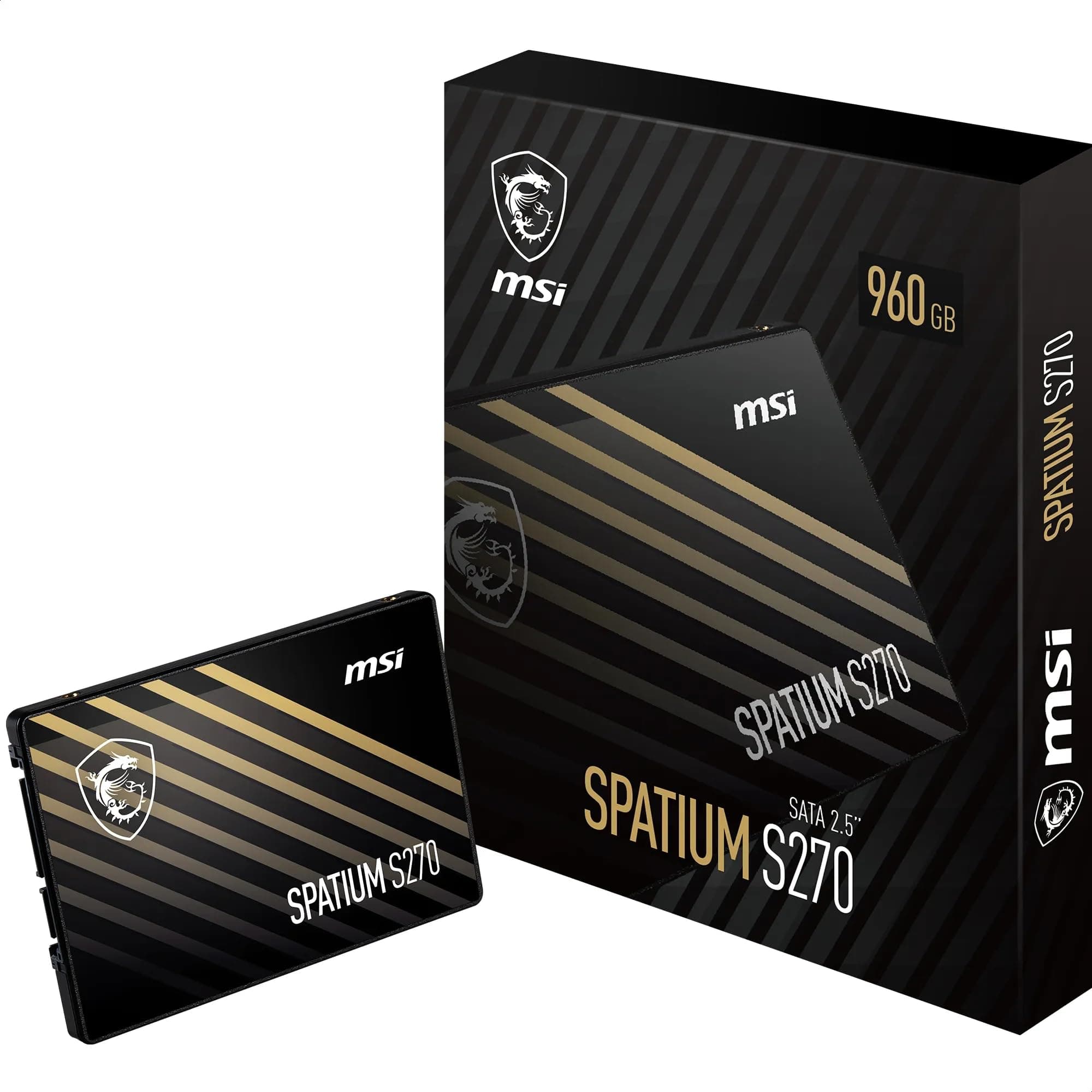 MSI SSD SPATIUM S270 SATA 2.5” 960GB - Internal Solid State Drive, up to 500 MB/s Read & 450 MB/s Write, 3D NAND, Built‑in Data Security, 5‑Year Warranty (500 TBW)