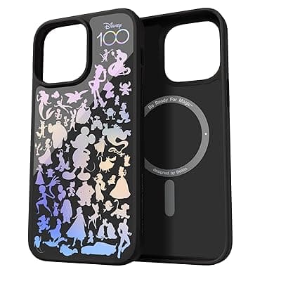 Belkin TPU X Disney,Special Disney 100 Mickey &amp; Friends,iPhone 14 Pro Magnetic Magsafe Compatible Protective Clear Case,Lightweight Design,Anti-Microbial Coating,Screen-Down Protection-Black
