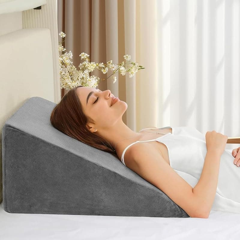 Wedge Cushion | 2 Years Warranty | Wedge Pillows for Bed, Orthopedic Memory Foam Back Support for Bed | for Acid Reflux, Snoring, GERD, Leg Elevation (Dark Grey,18Lx17.5Wx11H Inch) (Grey)