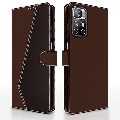 Amazon Brand - Solimo Flip for Mi Redmi Note 11T Poco M4 Pro 5G (Faux Leather_Brown &amp; Coffee)