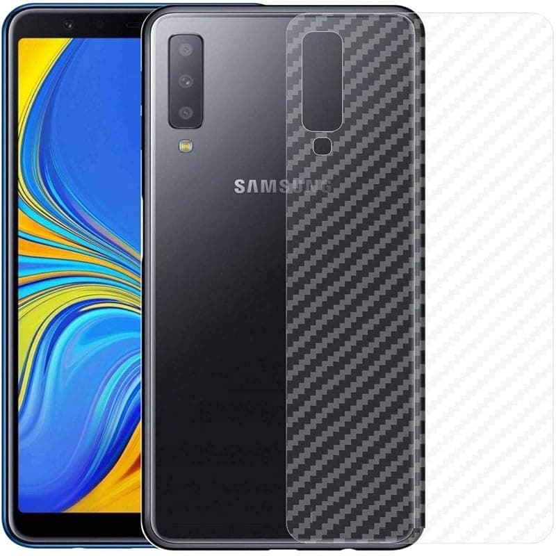 Compatible with Samsung A7 (2018) Back Screen Protective Film Carbon Fiber Skin Transparent Screen Guard Sticker