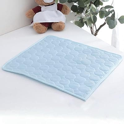 Kuber Industries Rectangular Dog &amp; Cat Bed|Premium Cool Ice Silk with Polyester with Bottom Mesh|Multi-Utility Self-Cooling Pad for Dog &amp; Cat|Light-Weight &amp; Durable Dog Bed|ZQCJ001LB-S|Light Blue