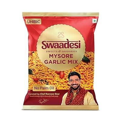 Unibic No Palm Oil Mysore Garlic Mix | All Time Favourite Snacks | Crunchy Healthy Snacks, Ready to Eat | 165 gm/ 200 gm (Weight May Vary)