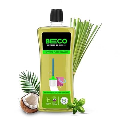 Beco Natural Disinfectant Surface &amp; Floor Cleaning Liquid | 1L Bottle | Non Toxic Germ Kill Formula | Lemongrass &amp; Basil Freshness | Safer Than Phenyl | Kids Safe &amp; Pet Friendly Floor Cleaner Liquid