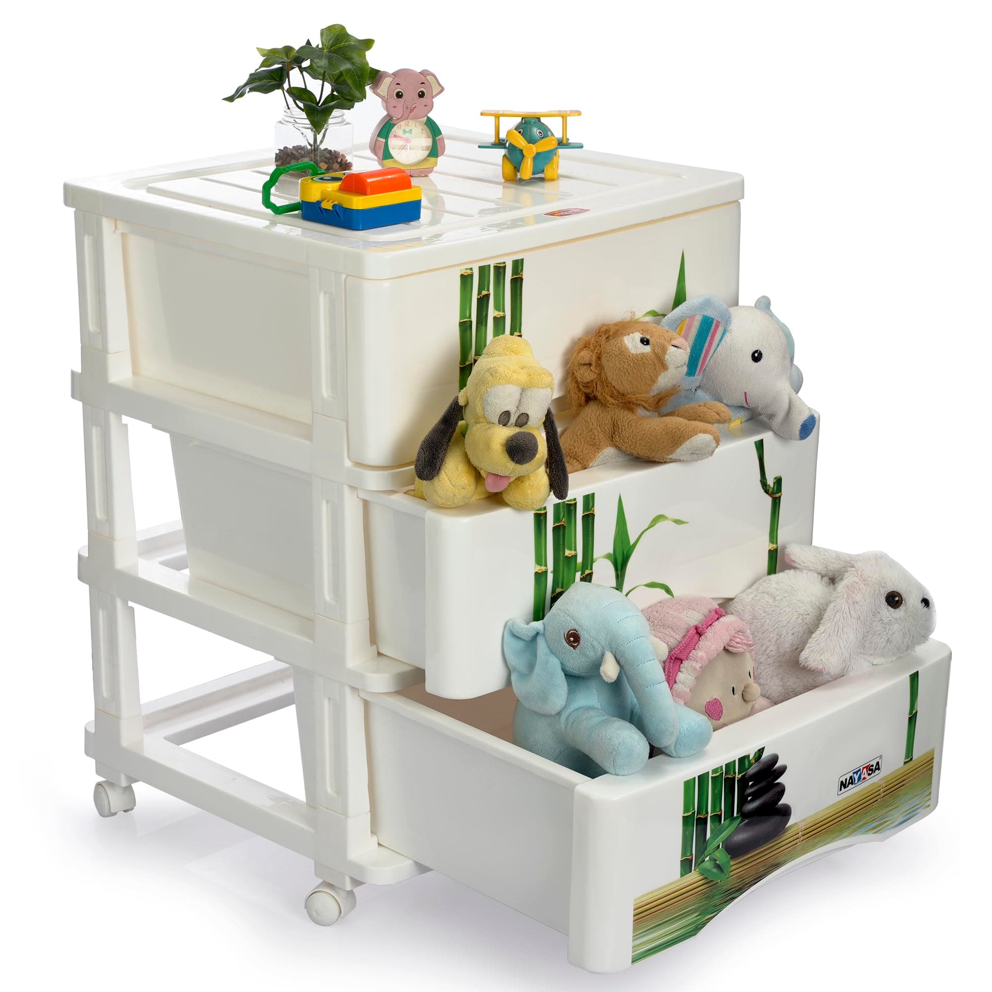 Nayasa Tuckins Deluxe No. 23 | Multi-Compartment Plastic Drawers | Storage Organizer | Multipurpose Plastic Modular Storage Organizer Box | 39.3 X 29.6 X 46.8 cm | White & Green