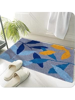 AAZEEM Bath Mat for Bathroom Entrance Soft Door Mat/Hotel Balcony Floor Carpet for Home Anti Skid mat for BathroomFloor Mats for Home Cotton Abstract Doormat 40x60cm (Light Blue) Rectangular