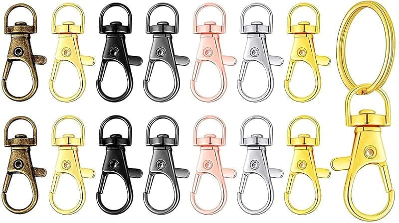 DIY Crafts 5 Pcs, 25mm KC Gold, Lanyard Snap Hooks with Key Rings, Metal Lanyard Keychain Hooks Key Chain Clip Hooks Lobster Claw Clasps for Keychain Jewelry (5 Pcs, 25mm KC Gold)