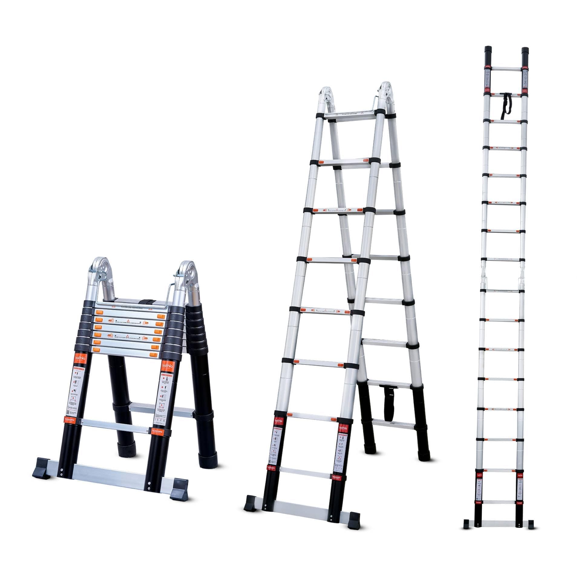 Bathla 16.5 ft A-Type Foldable Aluminium Telescopic Ladder with 16 Steps | Portable & Compact | 2-Year Warranty | Multi-Purpose Ladder for Home, Industrial & Outdoor Use