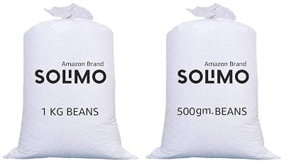 Amazon Brand - Solimo Beans Refill Pack Fillers for Bean Bag 1kg - White Beans Refill Pack Fillers for Bean Bag 500 Grams - White