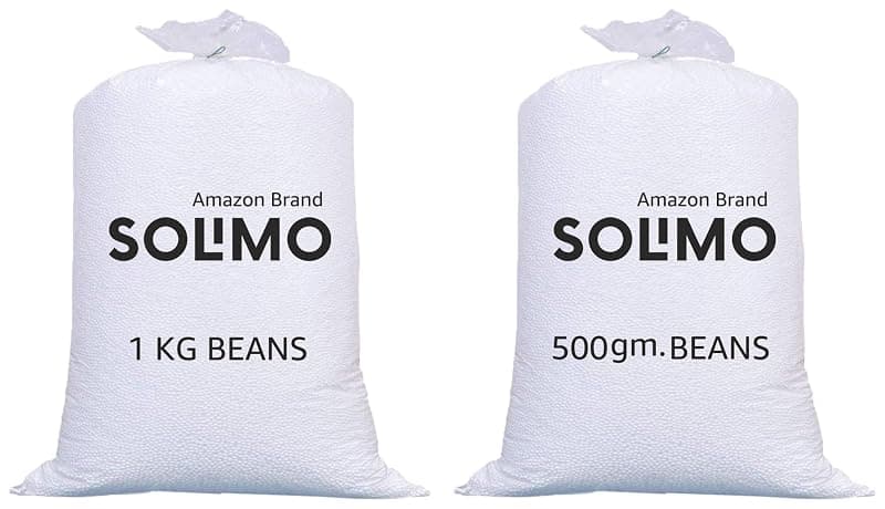 Amazon Brand - Solimo Beans Refill Pack Fillers for Bean Bag 1kg - White Beans Refill Pack Fillers for Bean Bag 500 Grams - White