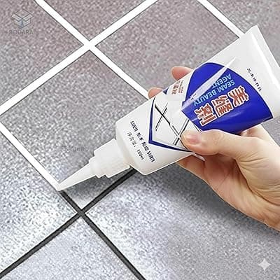 Tile Seam Beauty Agent Tube for Grout Line Application with Nozzle – 160 ml Tube for Wall and Floor Tile Gaps (White)