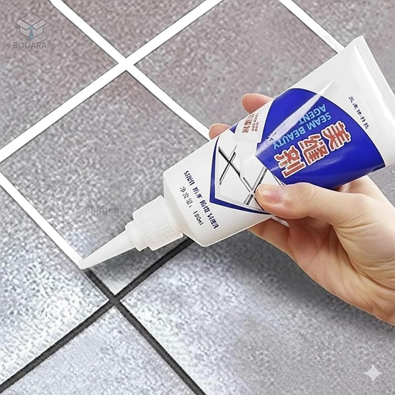 Tile Seam Beauty Agent Tube for Grout Line Application with Nozzle – 160 ml Tube for Wall and Floor Tile Gaps (White)